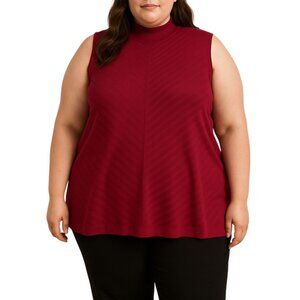 Avenue Sleeveless Burgundy Mock Turtleneck Sweater Vest Plus Size 26/28